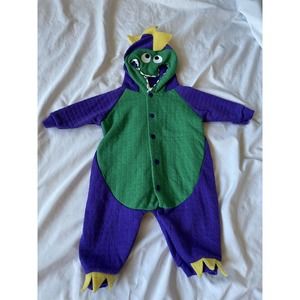 VTG BABY GRO KAPART Romper Sleeper Small Green Purple Dinosaur Alligator 0-3 mo